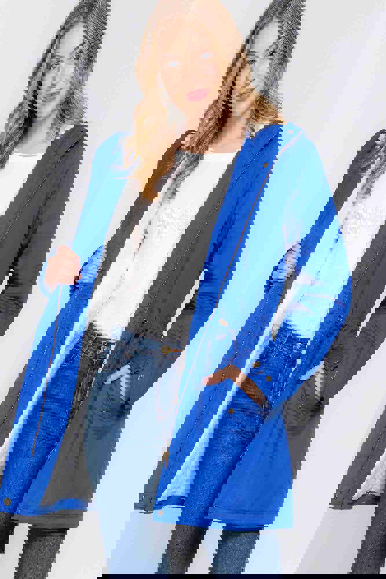 Fleece Lined Fur Hoodie Utility Jacket