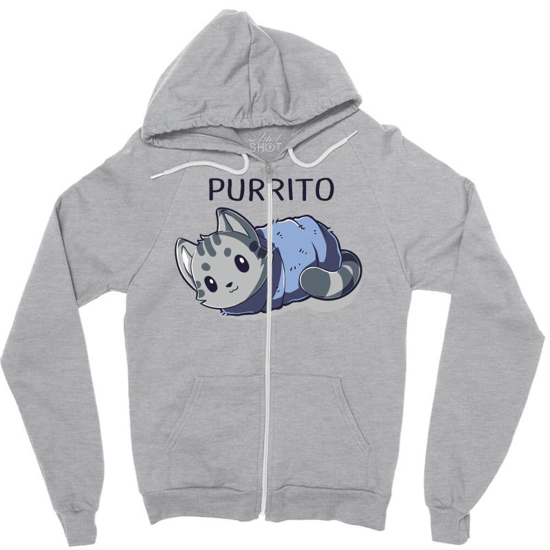 Blanket Purrito Zipper Hoodie - Soft Unisex Hoodie by MDK ART