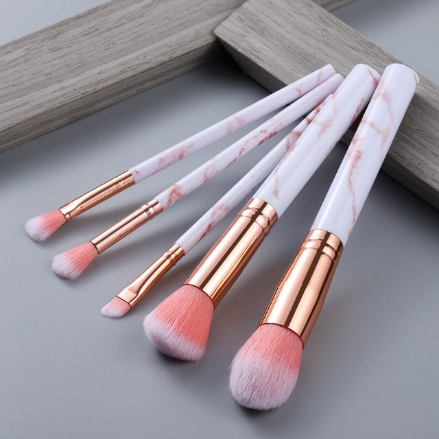 5pcs Marbling Makeup Brushes Set for Foundation, Blush, and Eyeshadow