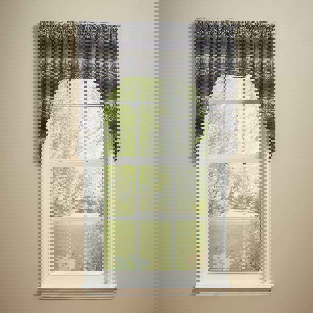 Green Mountain Bear Printed Swag Pair 36 Long Unlined