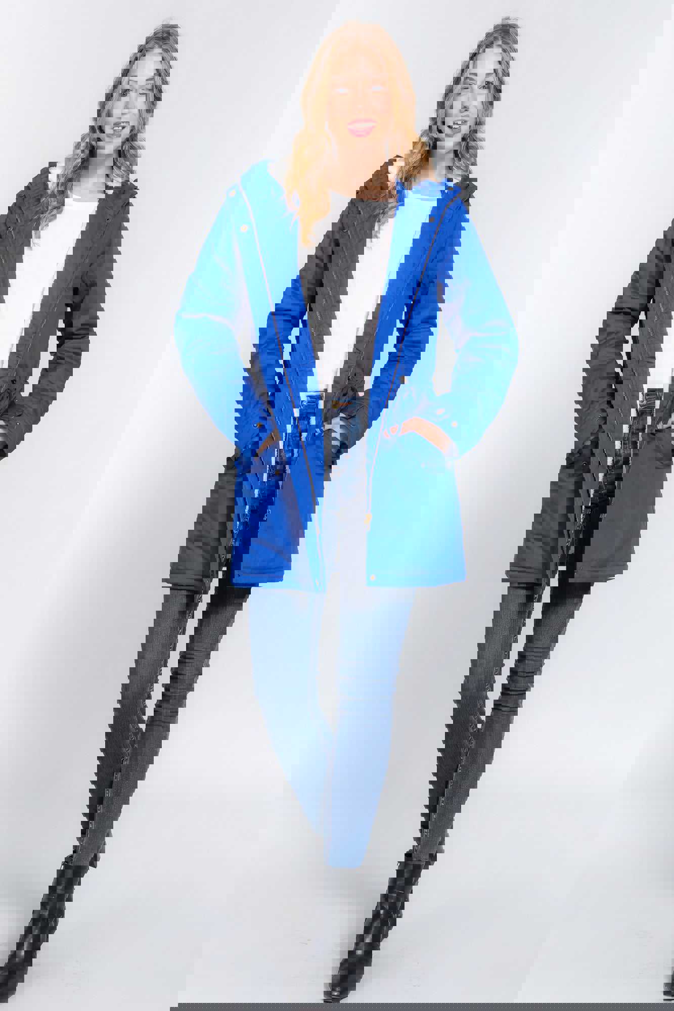 Fleece Lined Fur Hoodie Utility Jacket