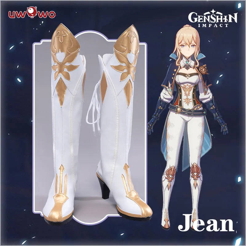 UWOWO Game Genshin Impact Jean Shoes Cosplay The rigorous Dandelion Knight Cosplay Shoe Foot Boots