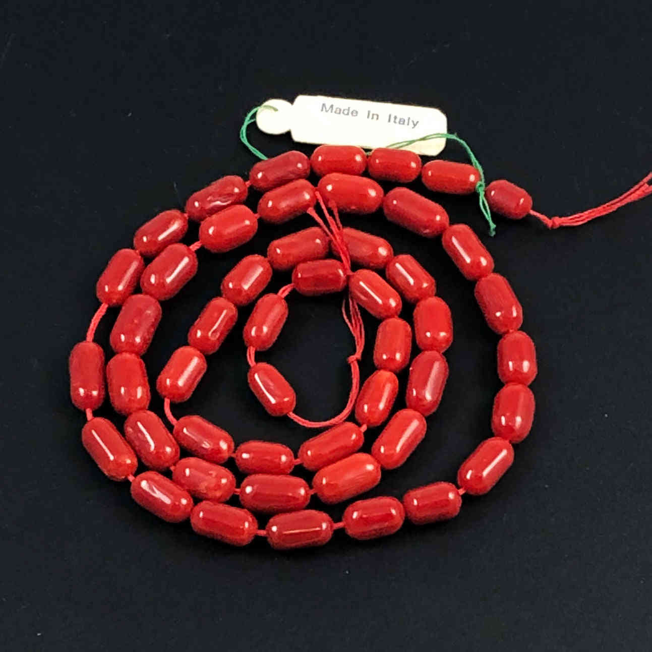 Italian Oxblood Red Coral Tubes Barrels Strand - All Natural