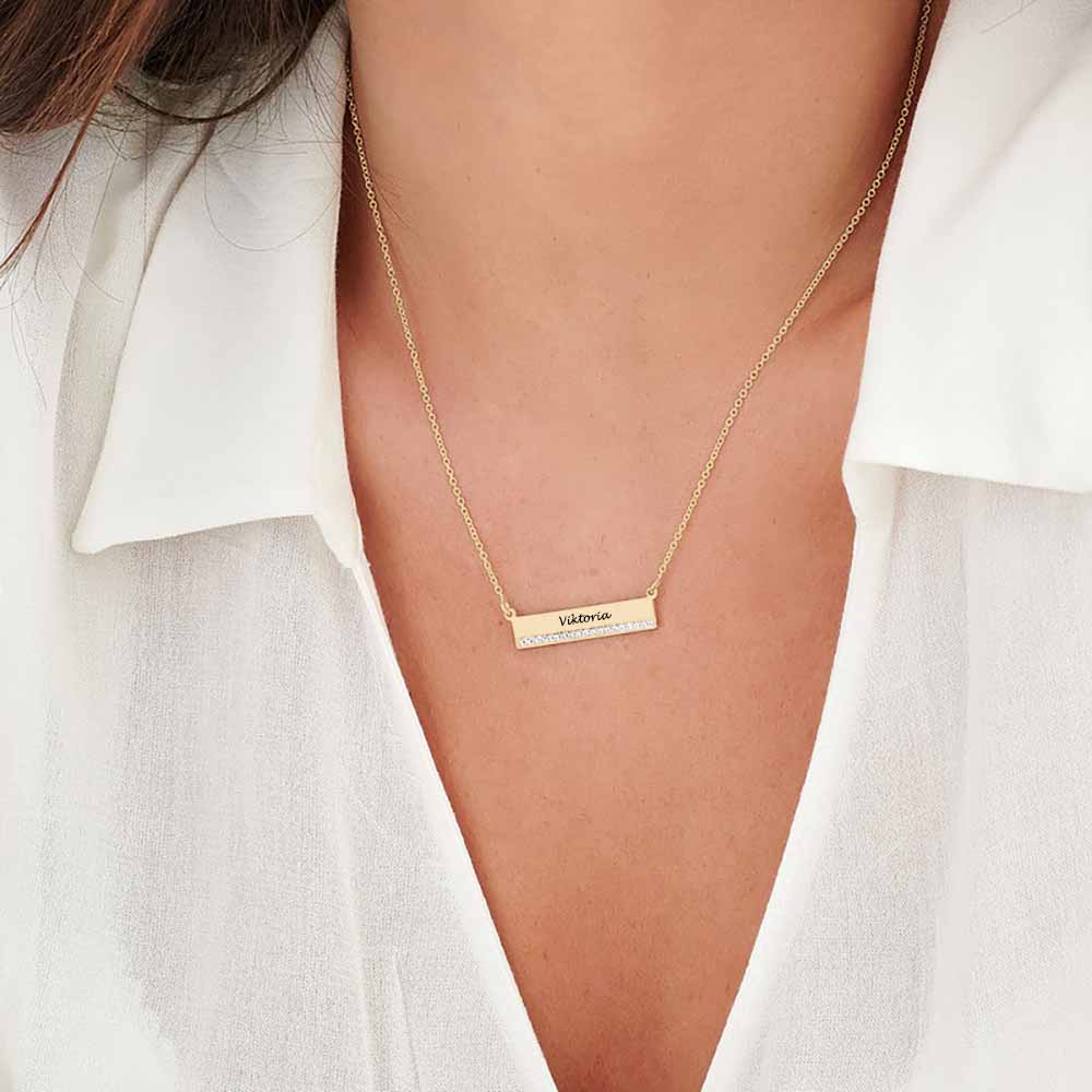 Custom Text Diamond Necklace Personalized Silver Name Jewelry for Mother's Day Gift