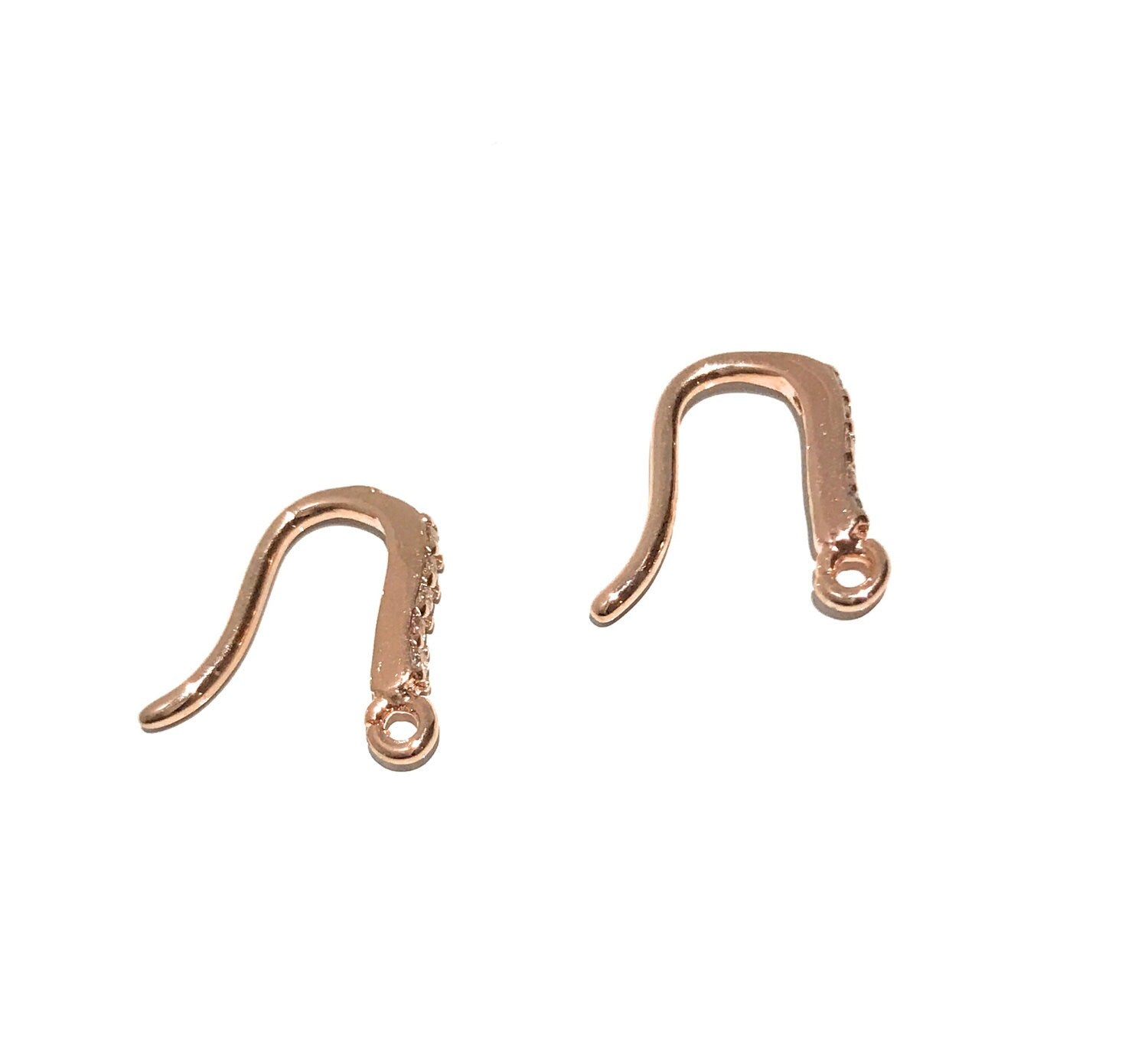 24K Rose Gold CZ Micro Pave Earring Wires for DIY Jewelry Making