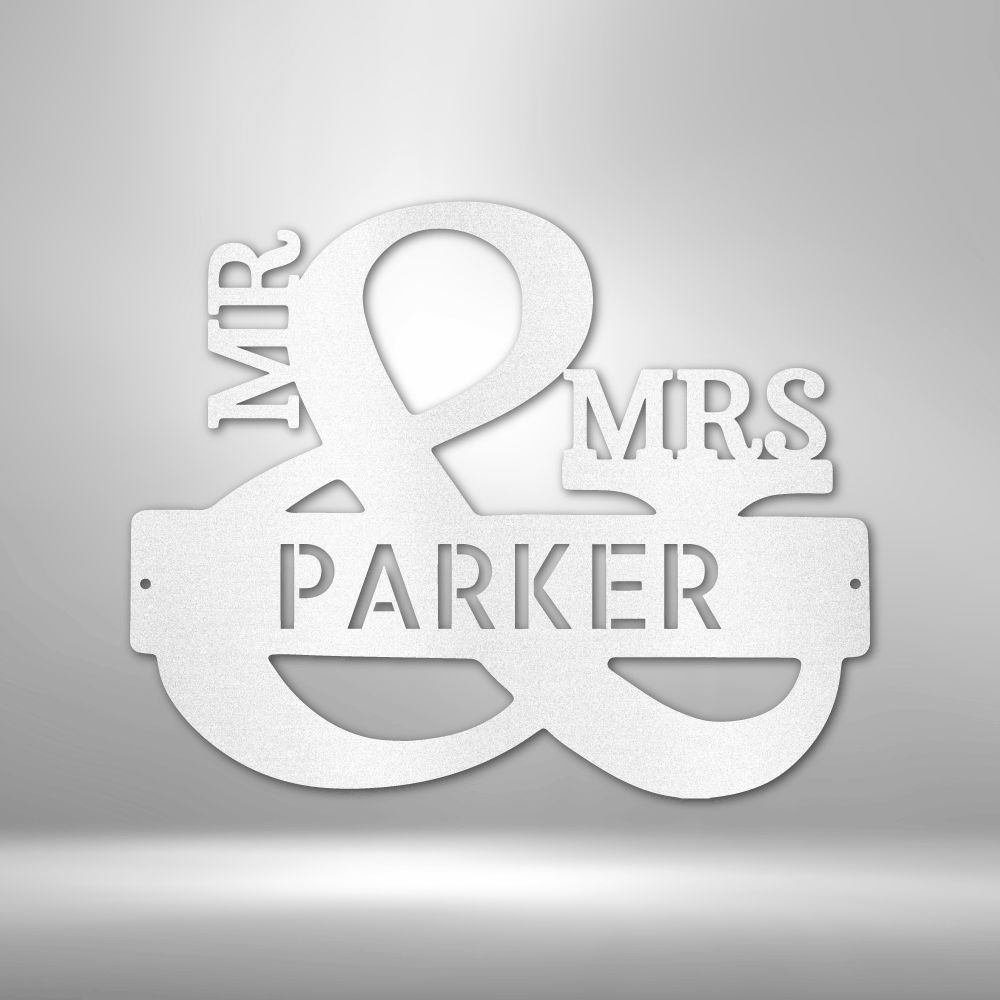 Personalized Mr. and Mrs. Monogram Metal Wall Decor - Wedding & Anniversary Gift