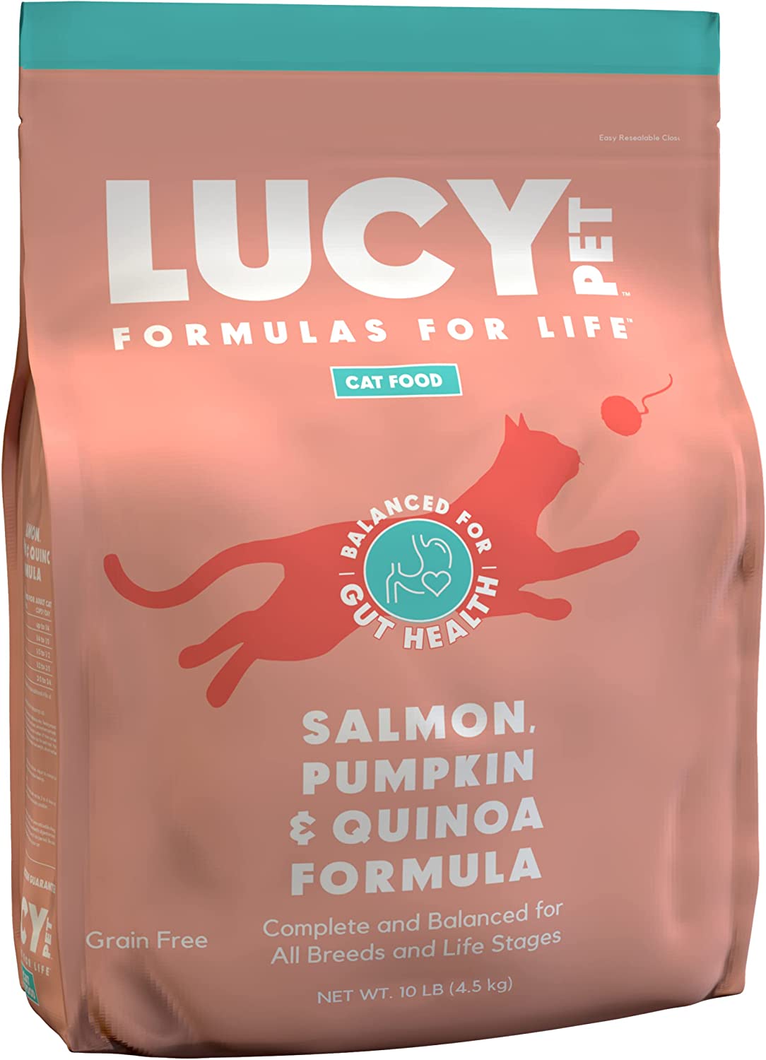 Lucy Pet Salmon, Pumpkin & Quinoa Dry Cat Food - Grain-Free Formula for Digestive Health