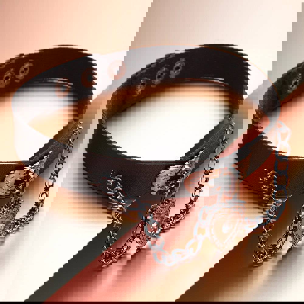 Heart Chains Choker Necklace for Women - Punk Style with Dangle Pendant