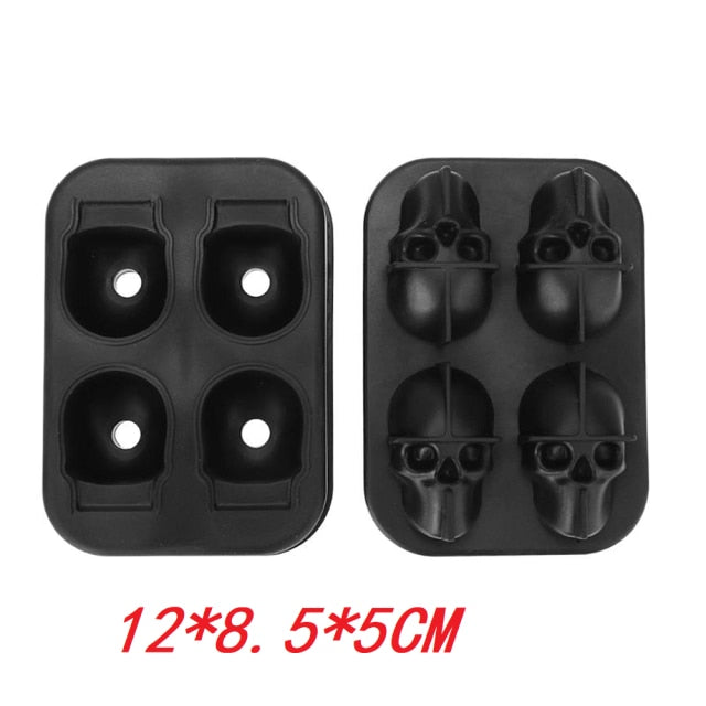 Four Skulls Small Fish Mould Ice Tray - Sky Blue & Black Silicone Whiskey Ice Cube Maker