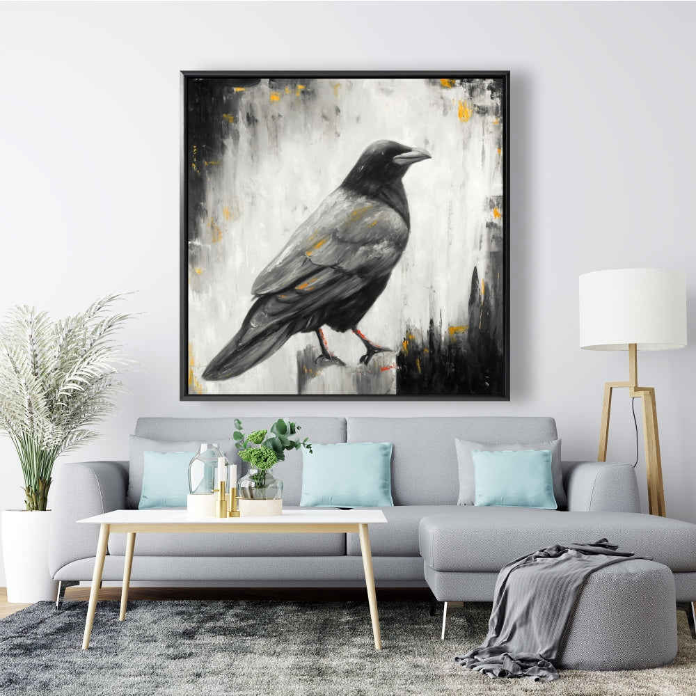 Crow Bird Fine Art Gallery Wrapped Canvas 36x36
