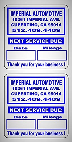Custom Oil Change Reminder Stickers - Fade Resistant, Easy Peel Off, Multiple Colors (5000 Quantity, Blue)
