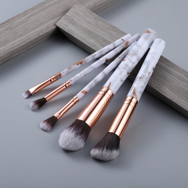 5pcs Marbling Makeup Brushes Set for Foundation, Blush, and Eyeshadow