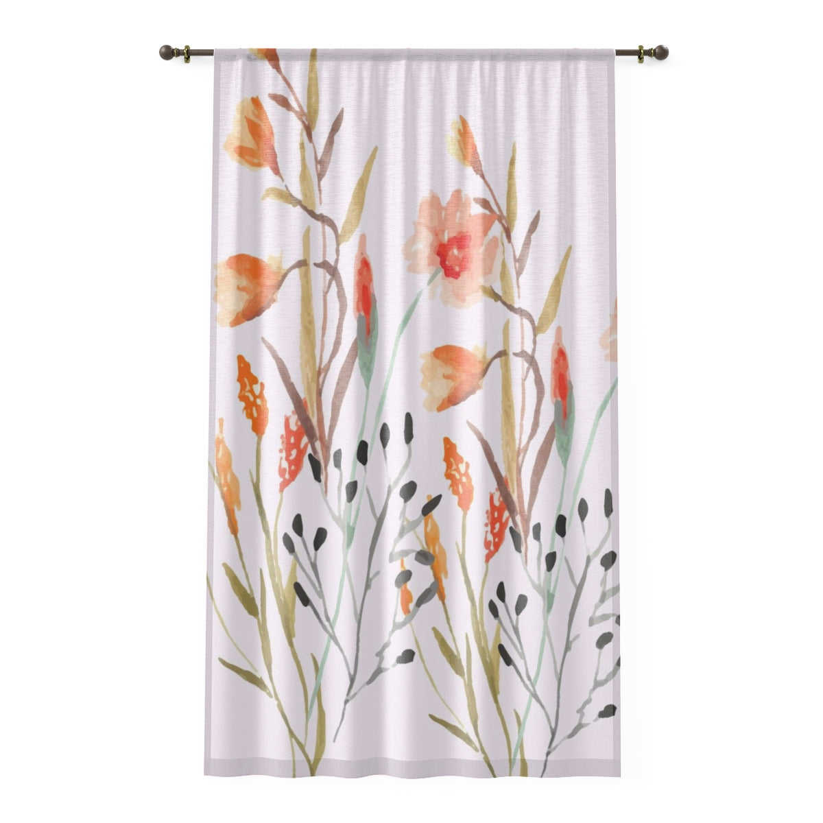 WOODSY BLOOMS - SHEER Window Curtain