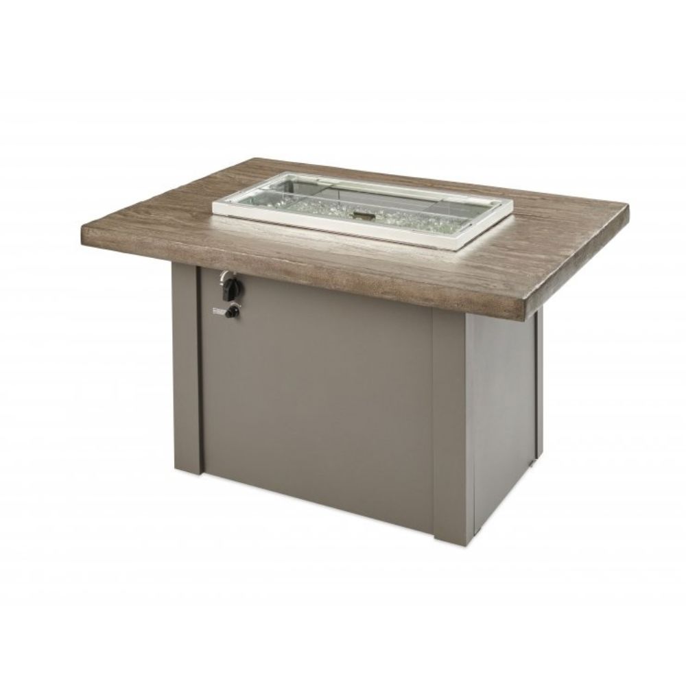 The Outdoor Greatroom Company Driftwood Havenwood Rectangular Gas Fire Pit Table with Grey Base