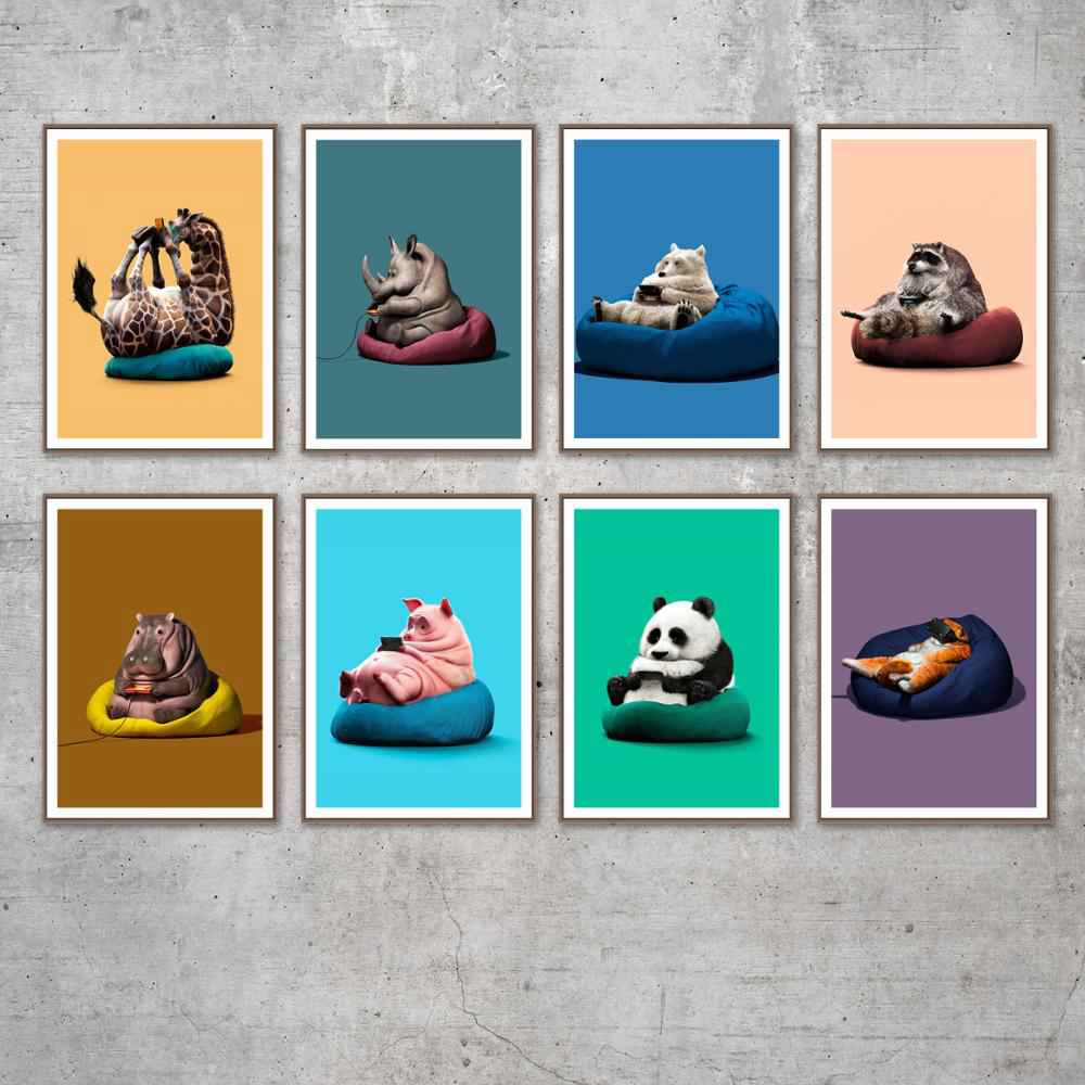 Animal Play Games Canvas Art