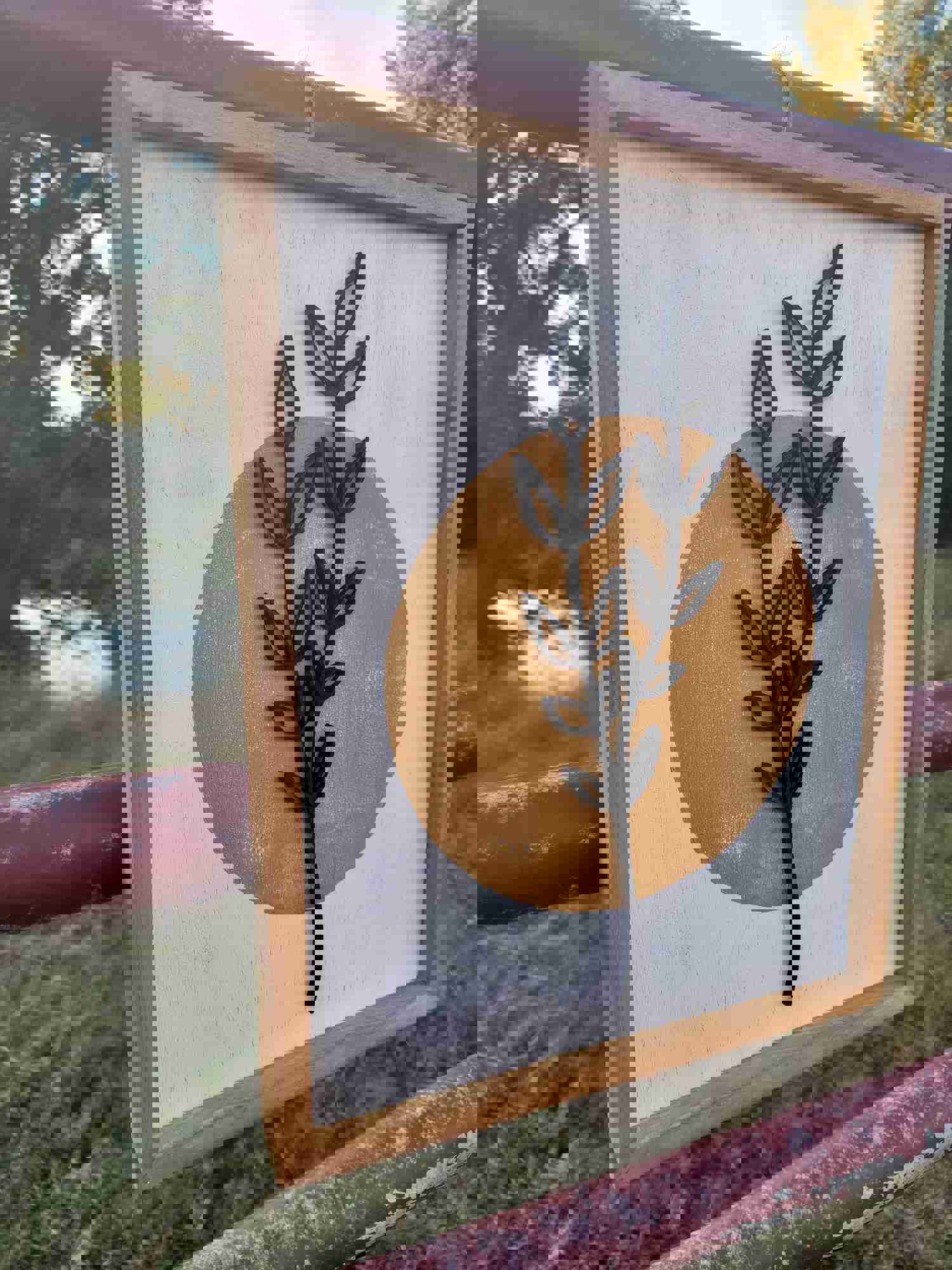 Boho Wood Flower Wall Art, Leaf Wood Wall Decor for Home