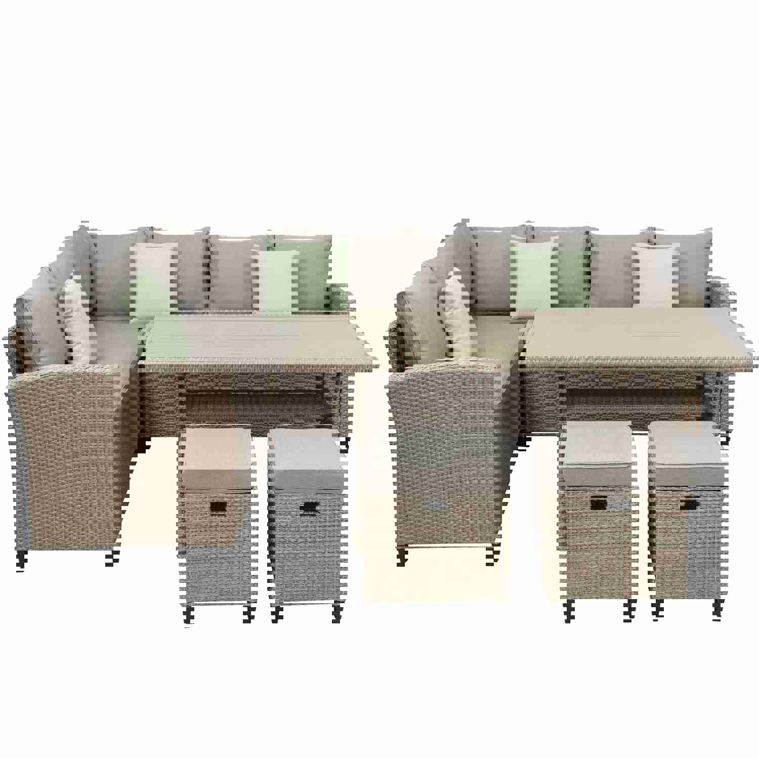 U_STYLE 5-Piece Outdoor Patio Furniture Set with Ottoman and Throw Pillows