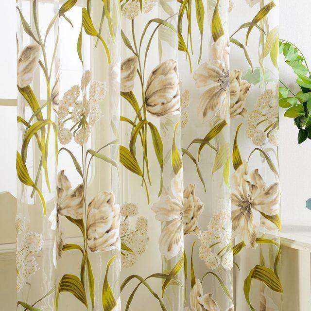 Tropical Flower Sheer Curtain for Soft Lighting and Privacy