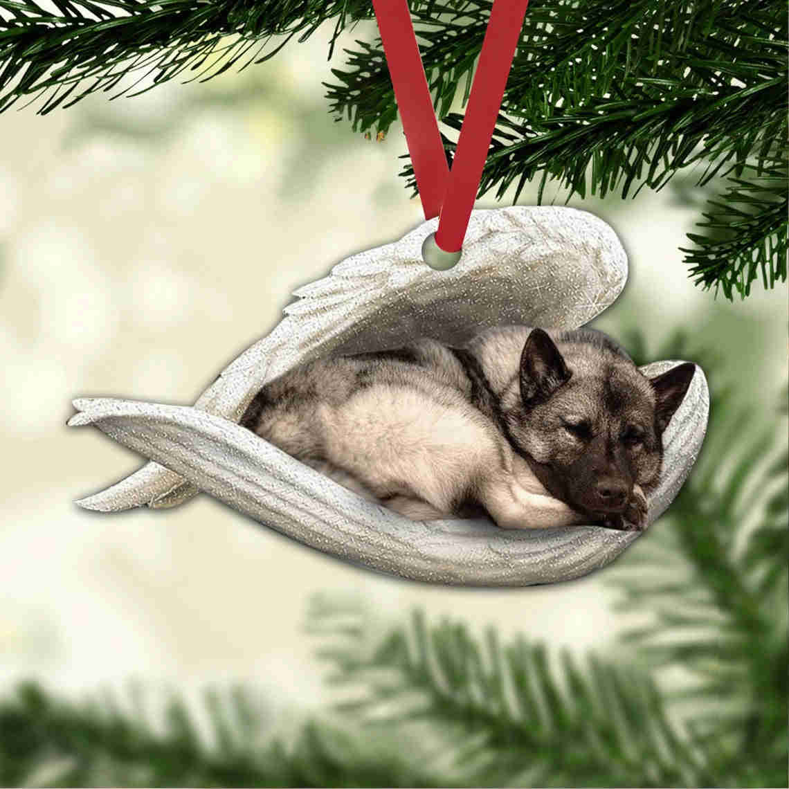 Norwegian Elkhound Sleeping Angel Wing - Memorial Dog Lover Rear View Mirror Car Accessories