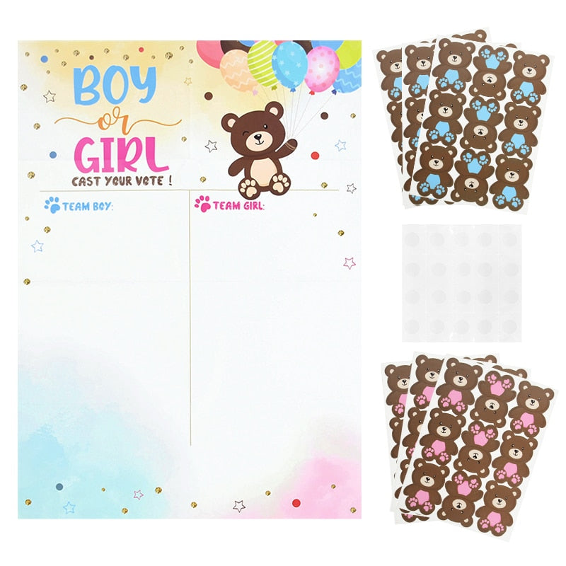 Gender Reveal Team Voting Game Poster Board With Stickers for Baby Shower and Birthday Party