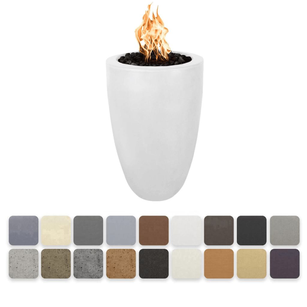The Outdoor Plus - Castillo Pillar GFRC Concrete Round Natural Gas Fire Pit Without Access Door 22-inch
