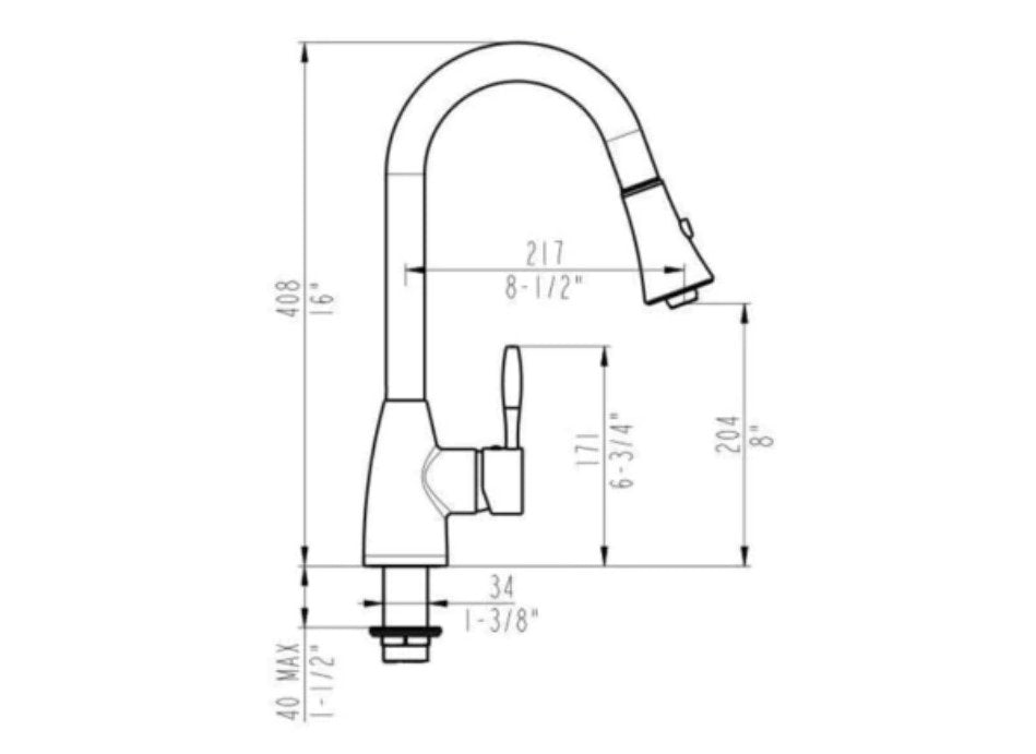 N88402 Single Handle Pull Down Kitchen Faucet in Black/Brushed Nickel/Oil Rubbed Bronze