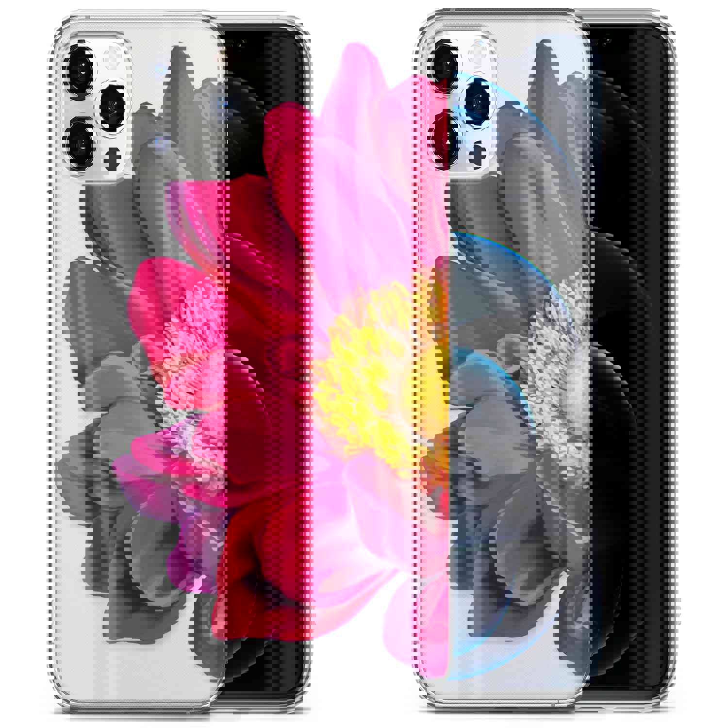High-Quality TPU Clear Case with Spring Flower Design for iPhone & Samsung Phones