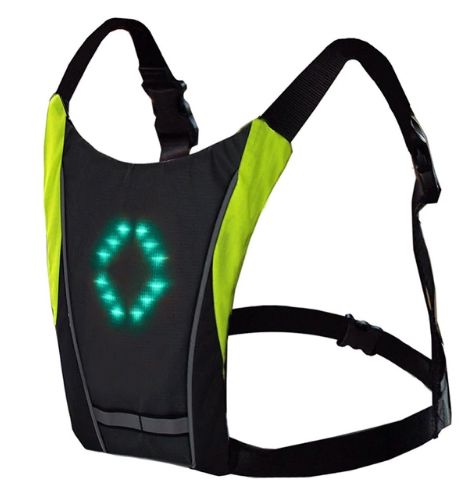 USB Rechargeable Reflective Vest Backpack with LED Turn Signal Light Remote Control for Cycling Safety