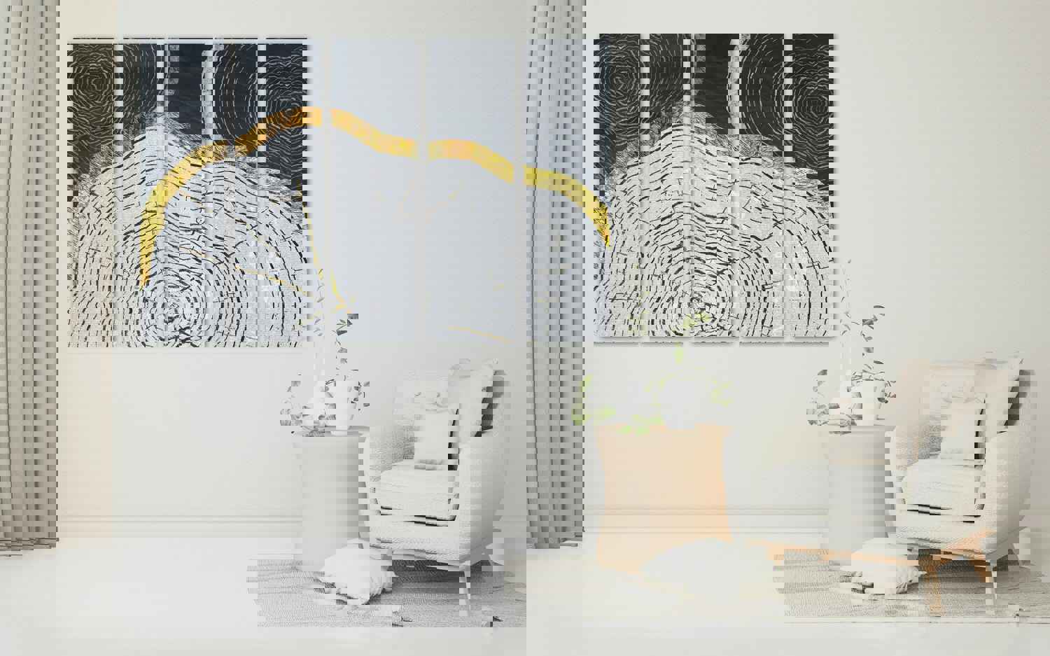 Gold and Black Abstract Canvas Wall Art - Modern Oversize Painting for Bedroom, Living Room, Kitchen, Office