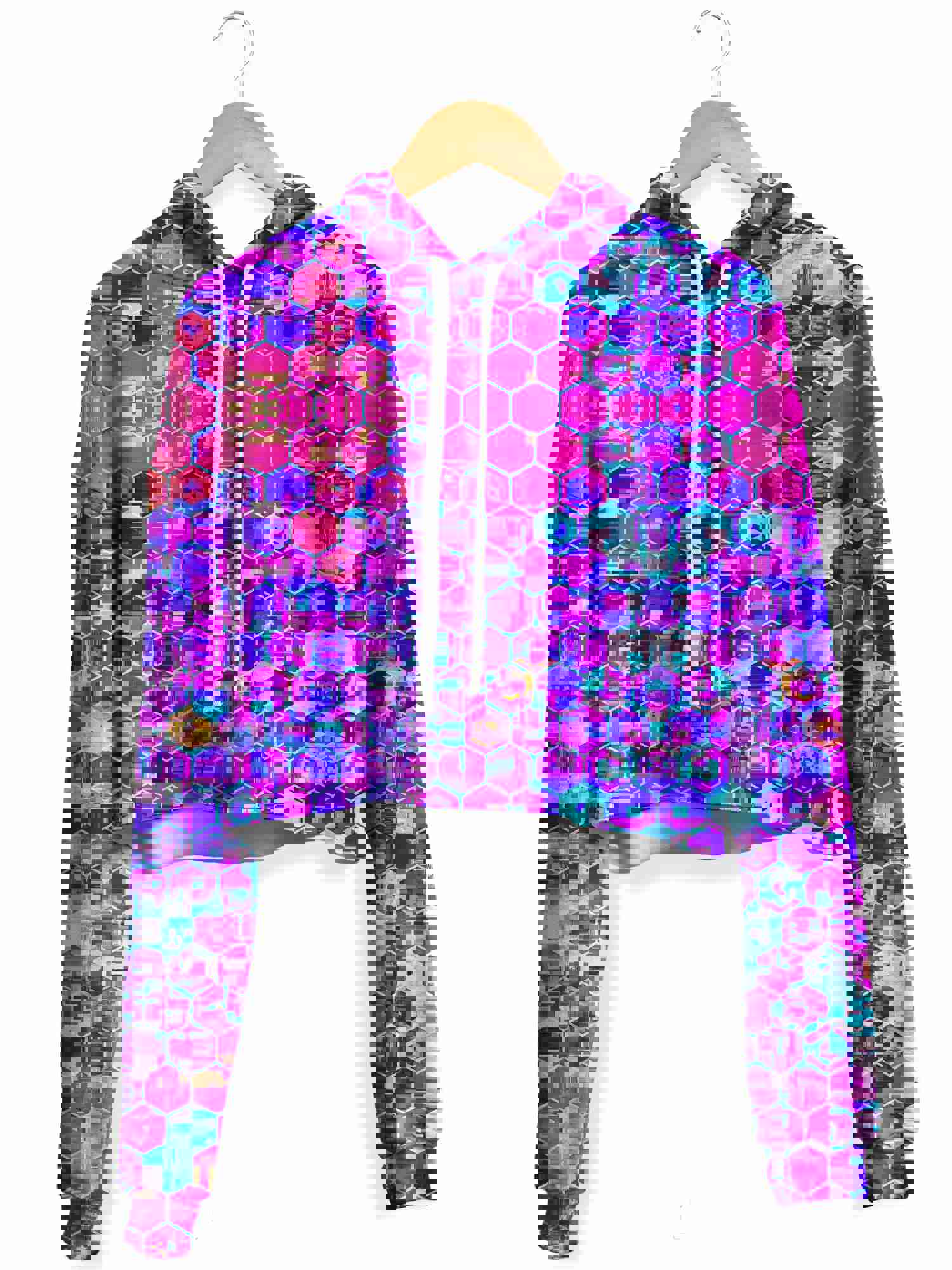Blocks Of Life Fleece Crop Hoodie