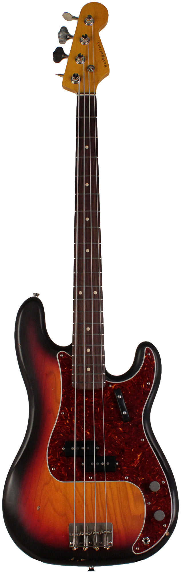Nash PB-63 Bass Guitar, 3-Tone Sunburst, Tortoise Shell, Light Aging