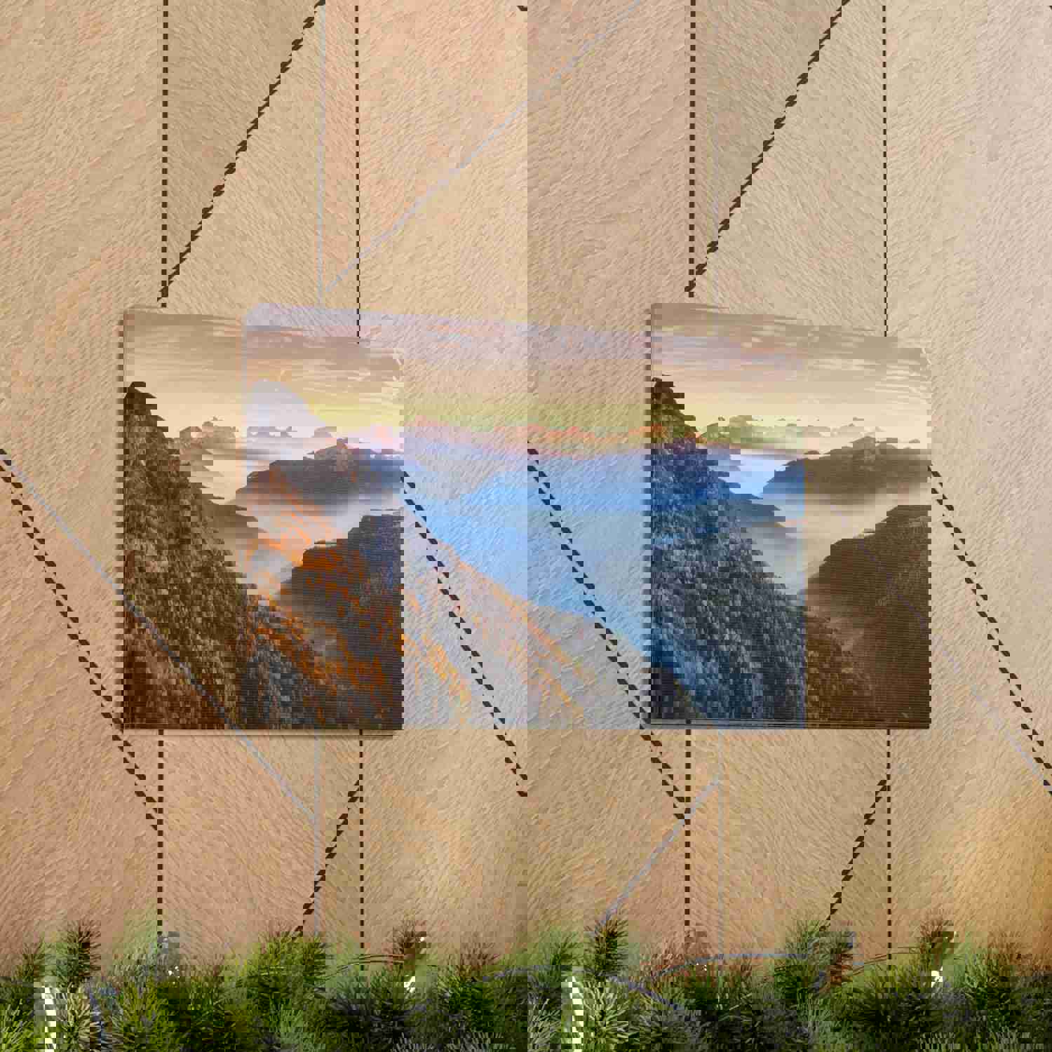 Golden Mountains Misty Nature Wilderness Photography Canvas Wall Art