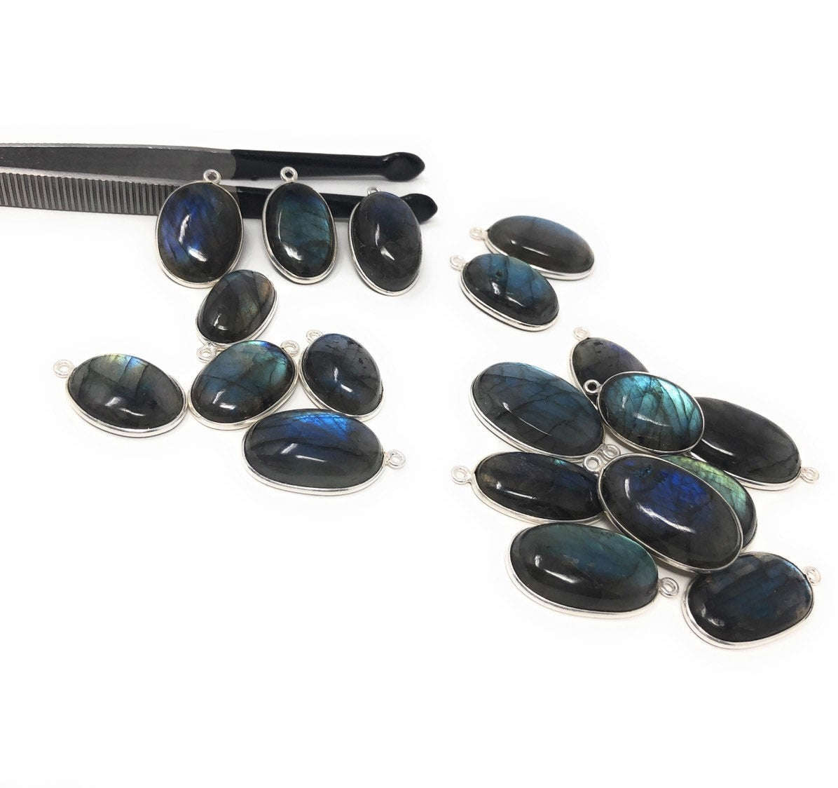 10Pcs/13Pcs Labradorite Gemstone Charms, Sterling Silver Bulk Charms for DIY Jewelry Making