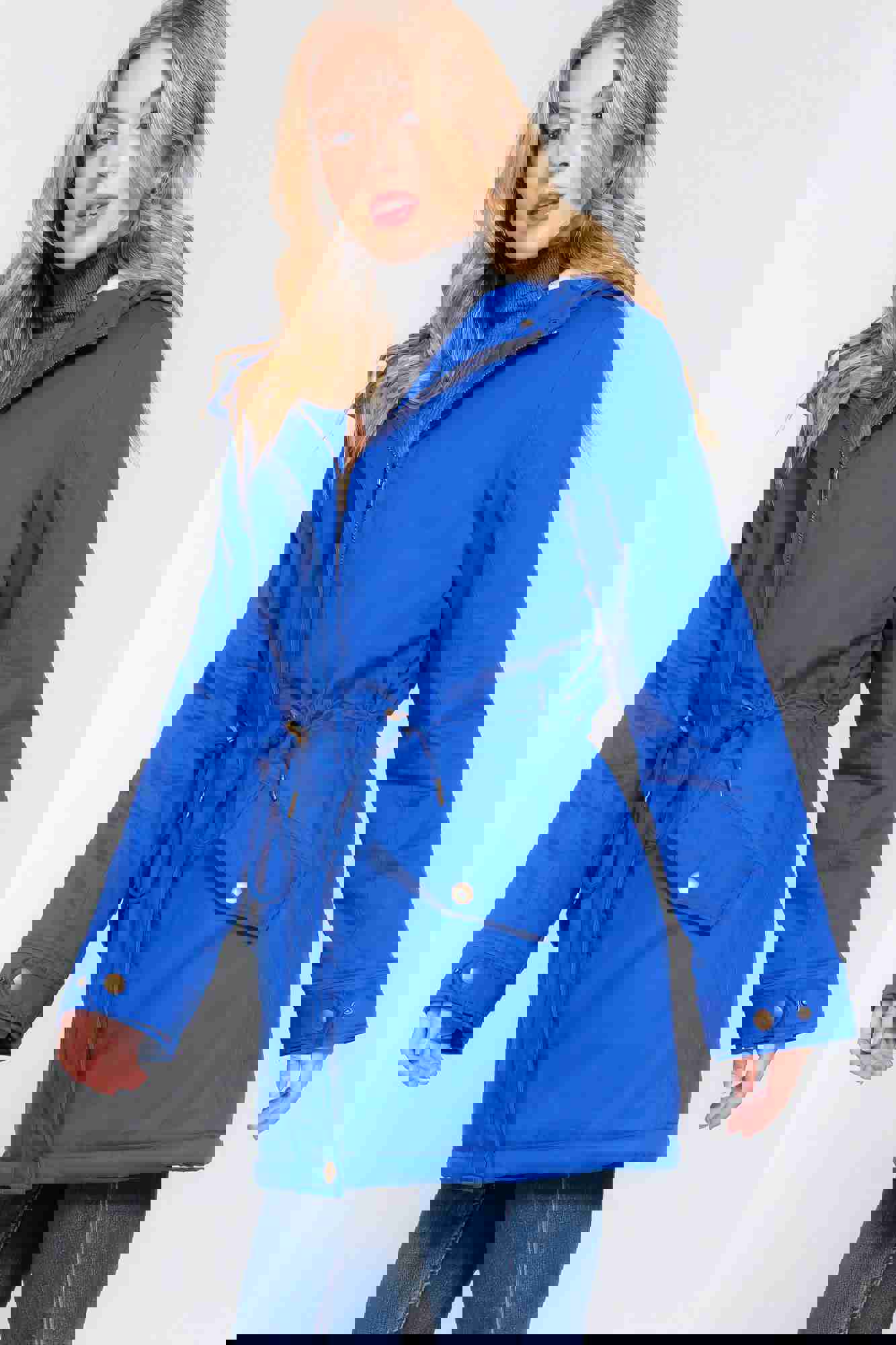 Fleece Lined Fur Hoodie Utility Jacket