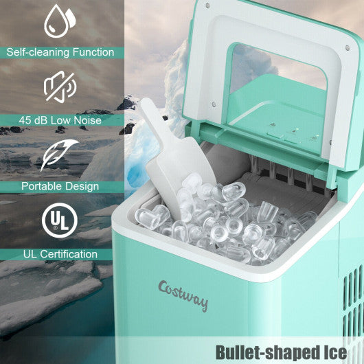 Portable Countertop Ice Maker Machine with Scoop - Green