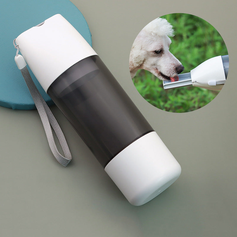 Portable Dog Water Bottle 350ml with Food Container for Outdoor Travel