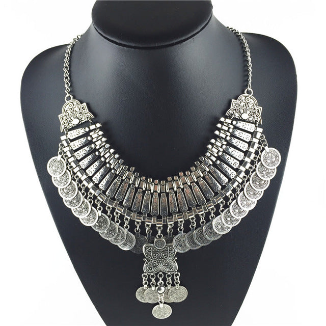 2017 Boho Antique Coin Necklace for Women - African Statement Tibetan Long Tassel Bohemian Jewelry