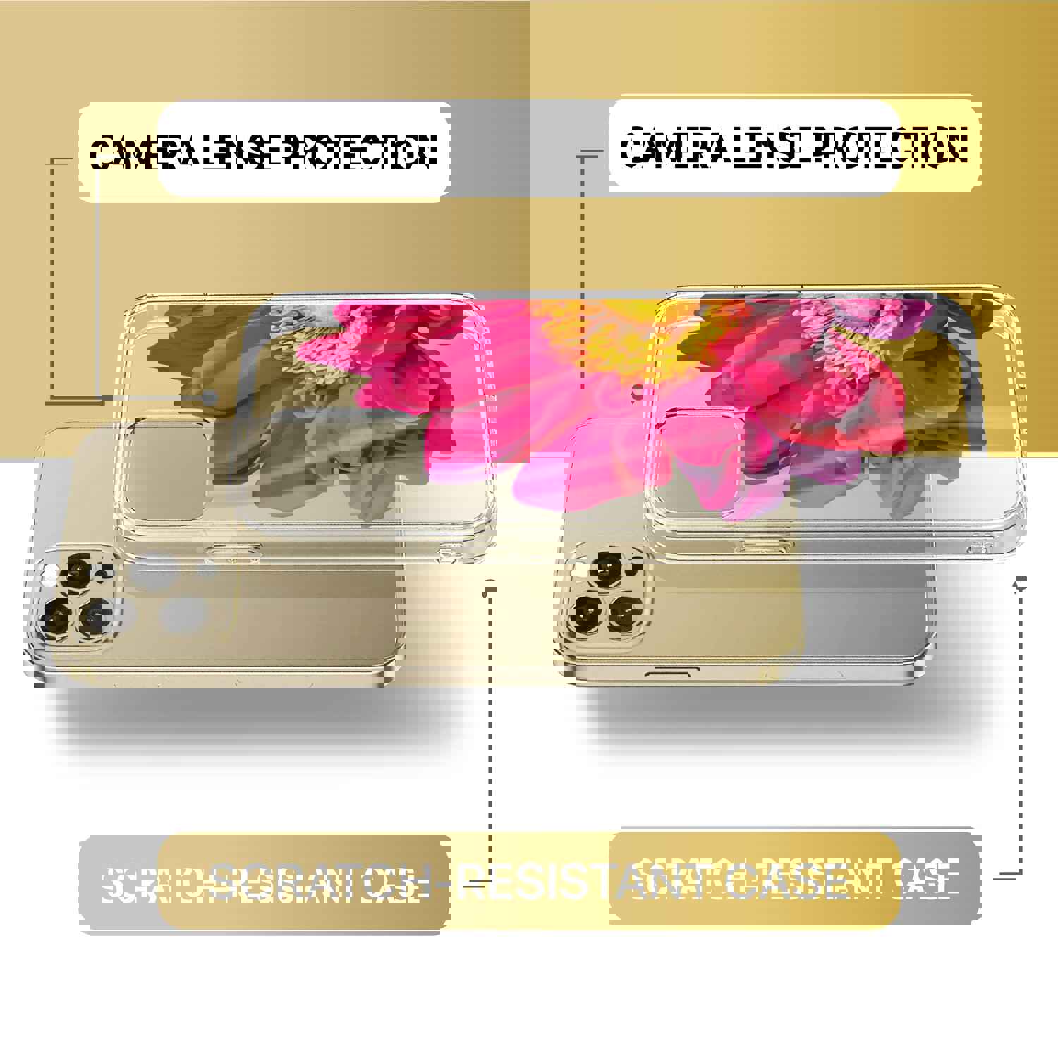 High-Quality TPU Clear Case with Spring Flower Design for iPhone & Samsung Phones