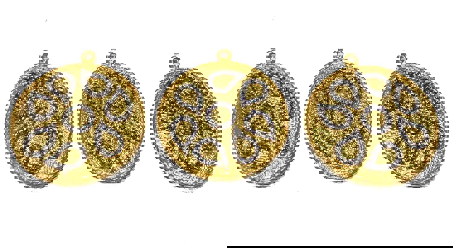 14K Gold Plated Large CZ Round Disc Charm for Jewelry Making