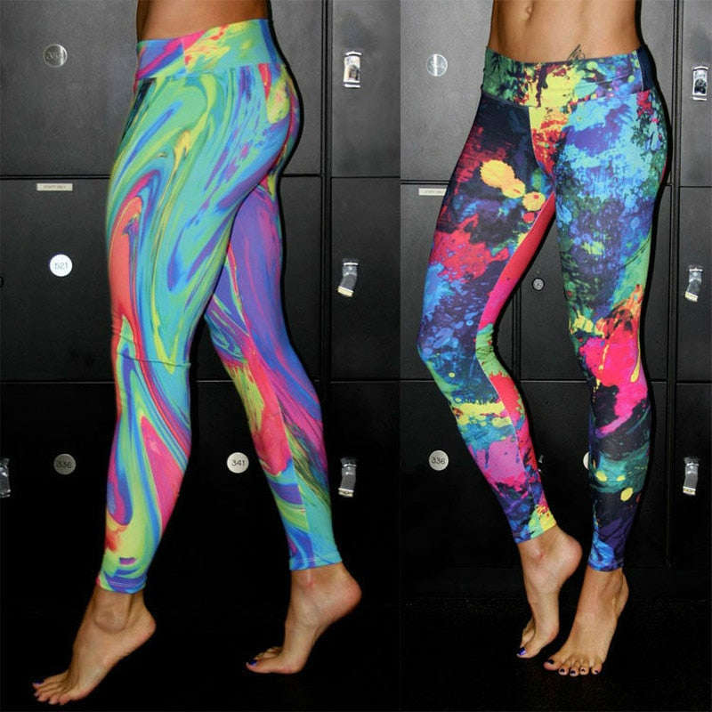 Plus Size Sport Anti Cellulite Leggings - High Waist Gothic Print Fitness Leggings for Women