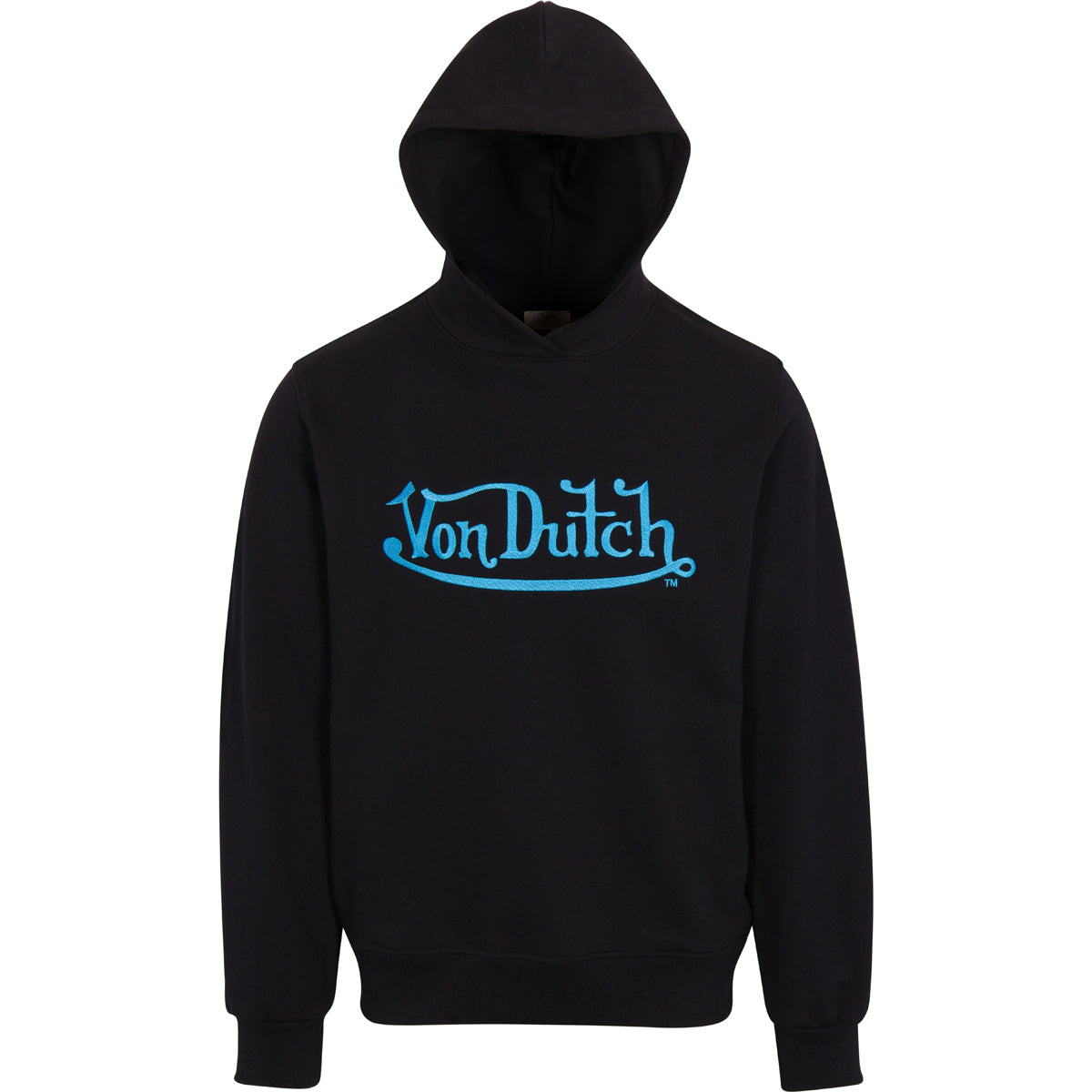 Men's Embroidered Logo Blue on Black Hoodie