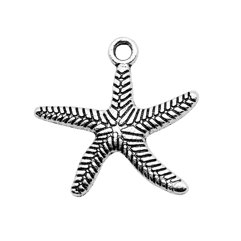 WYSIWYG 20pcs 25x24mm Starfish Charms Pendants for Jewelry Making in Antique Silver and Bronze