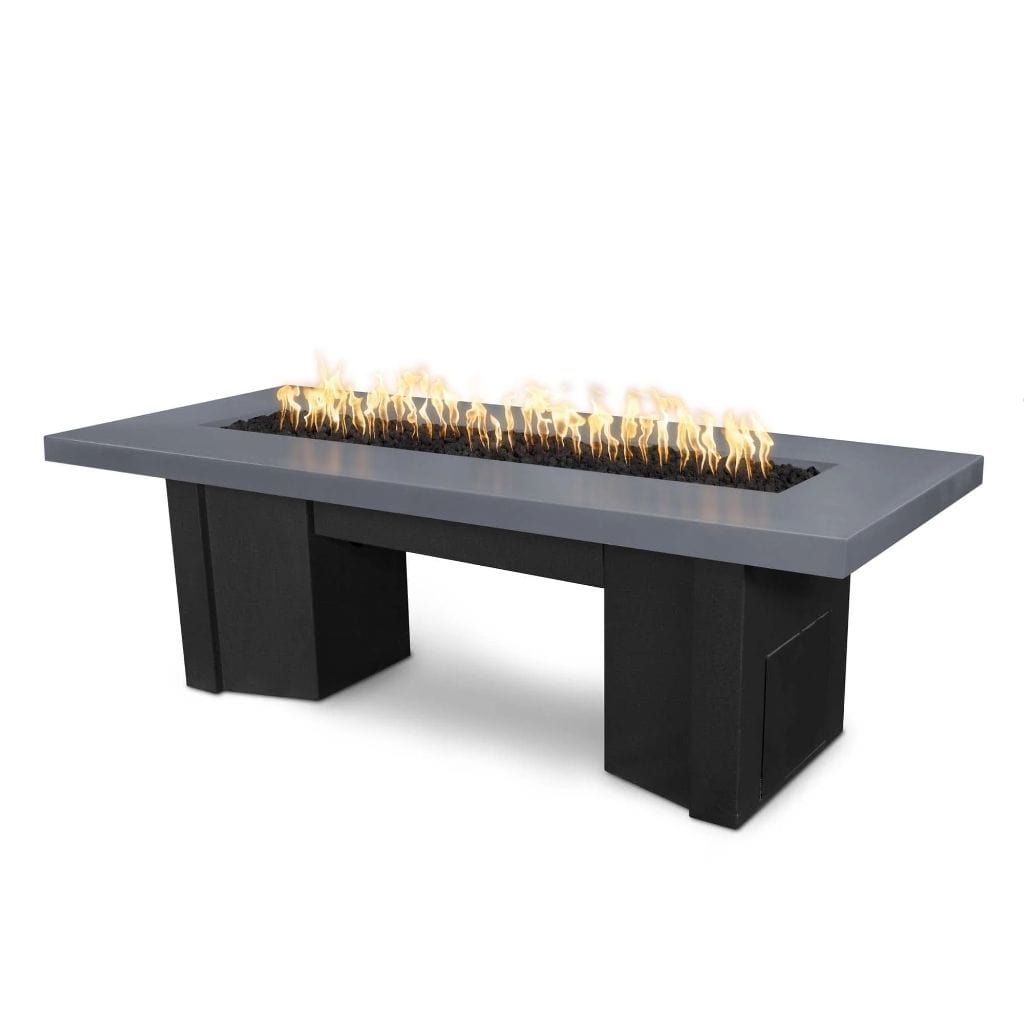 The Outdoor Plus 60 Alameda GFRC Smooth Concrete Top Rectangle Natural Gas Fire Pit Table - Match Lit