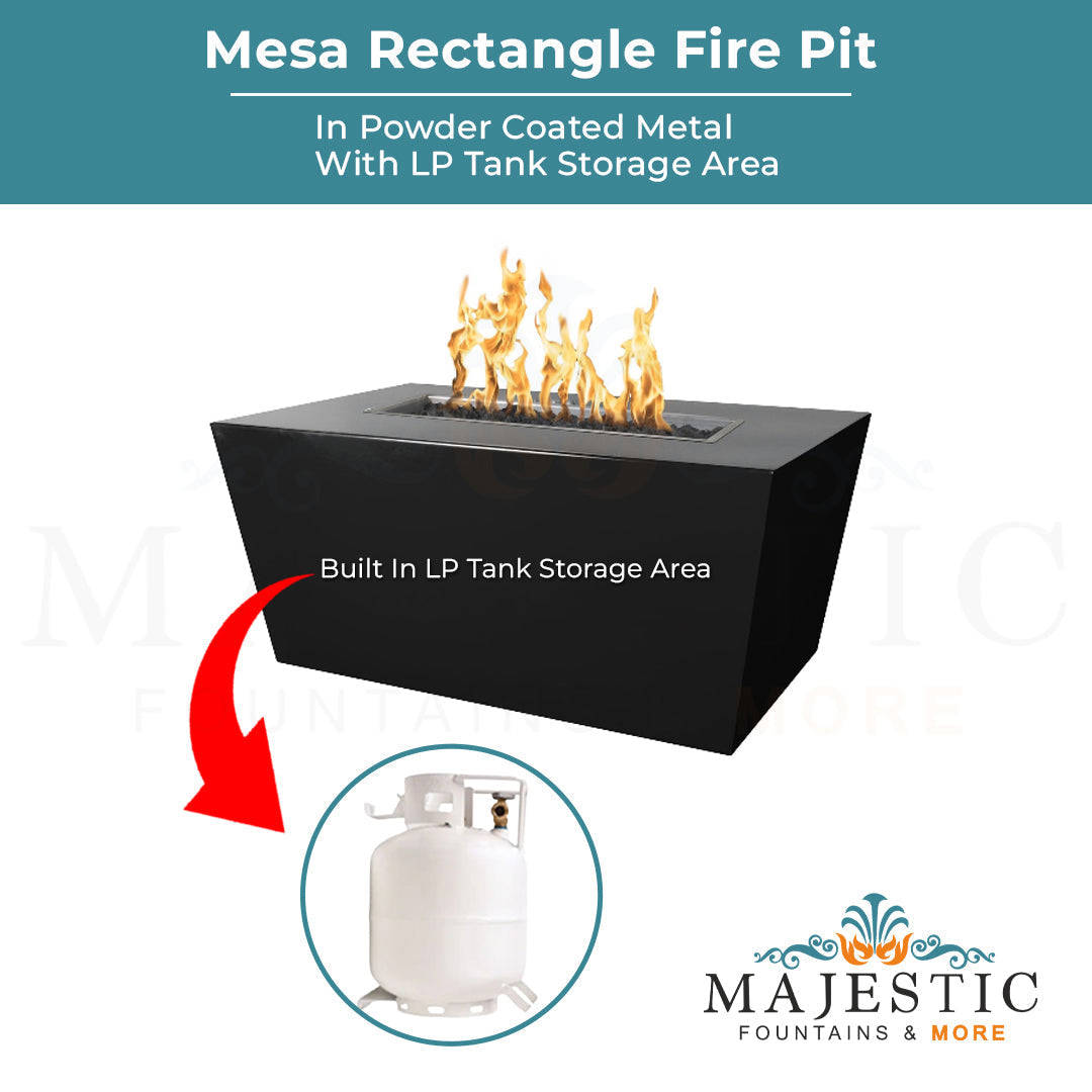 The Outdoor Plus Mesa Rectangle Fire Pit in Powder Coated Steel with Free Cover