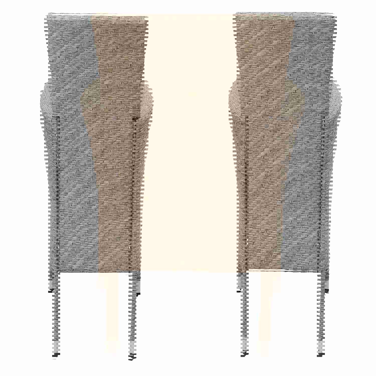 U_STYLE Outdoor Wicker Dining Set, 7 Piece Patio Dining Table with Beige Cushions