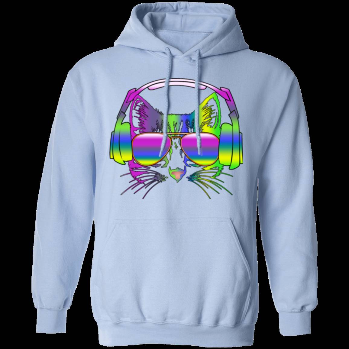 RAINBOW MUSIC CAT LADIES Pullover Hoodie - 8 oz Unisex Comfort Wear