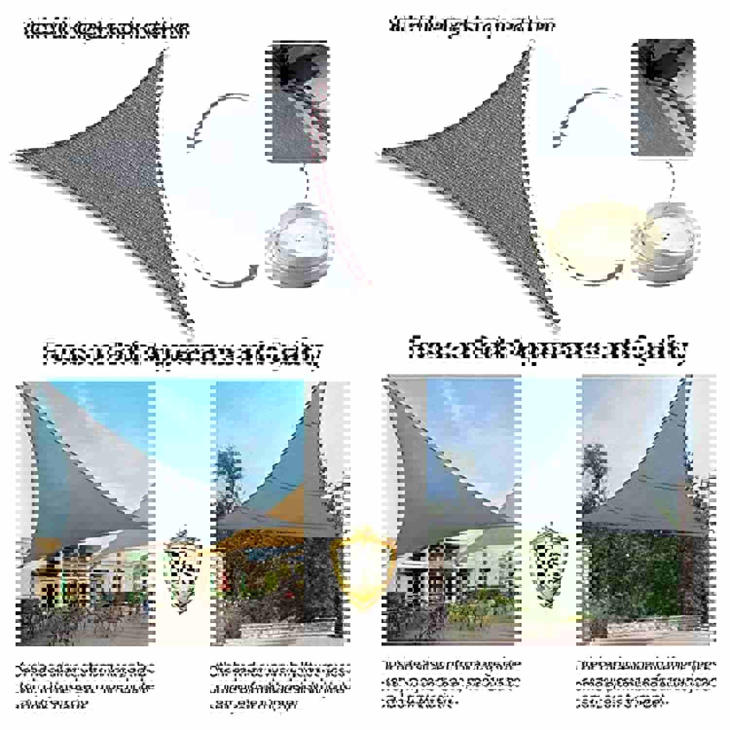 COOLYARD Triangle Shade Sail 16x16x16 - UV Block Canopy for Outdoor Spaces