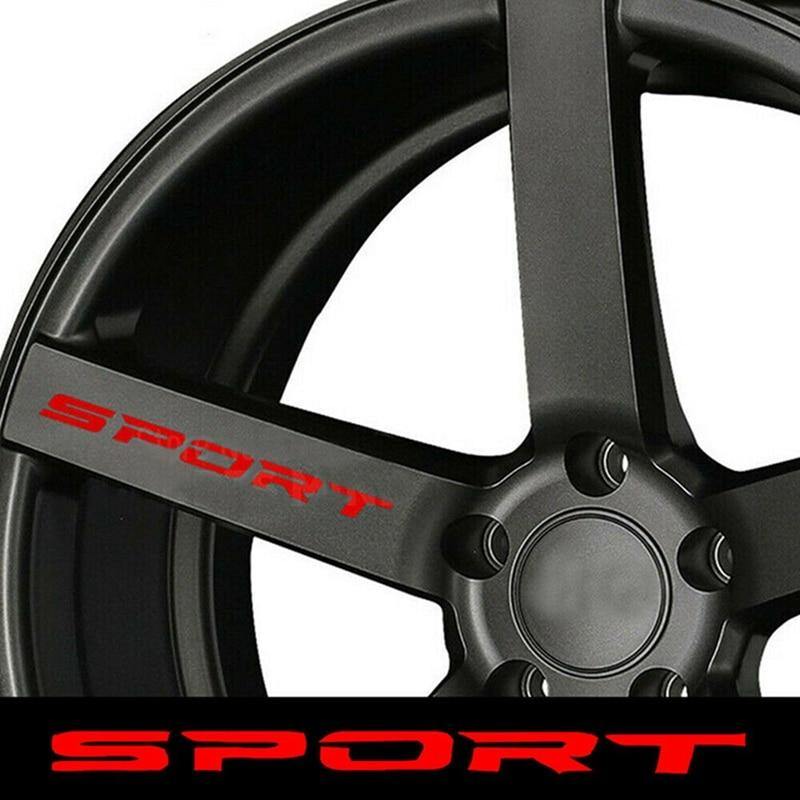 4PCS SPORT Style Car Rims Wheel Hub Racing Sticker Graphic Decal Strip