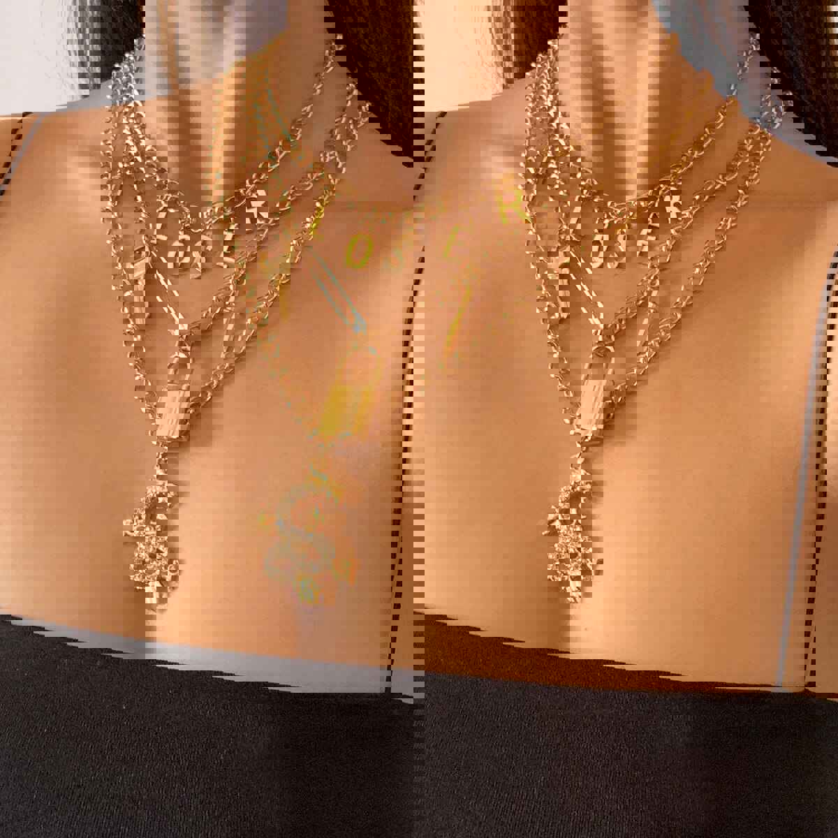 Punk Gothic Crystal Dragon Padlock Pendant Necklace for Women & Men - Gold/Silver Trendy Jewelry