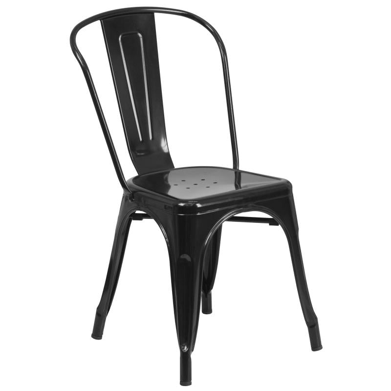 Flash Furniture Chauncey 24" Round Black Metal Indoor-Outdoor Table Set with 4 Cafe Chairs